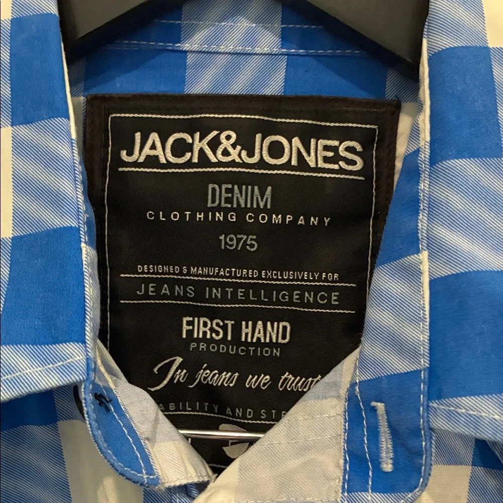 Jack & Jones Blue & White Check Casual Button-Down Shirt